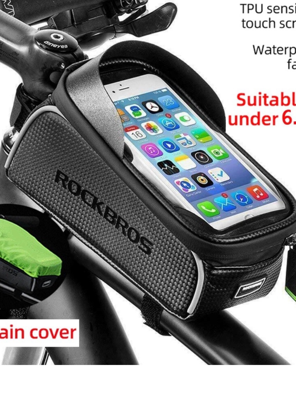 ROCKBROS Bike Top Tube Bag Waterproof Front Frame Touch Screen Phone Holder 6.5"